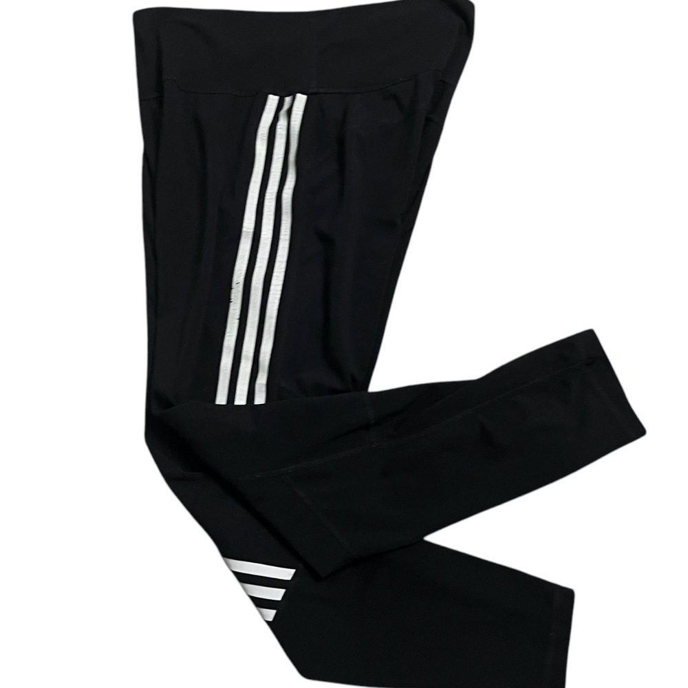 Adidas activewear yoga sports leggings black striped pocket wide waist Women M - Picture 5 of 15